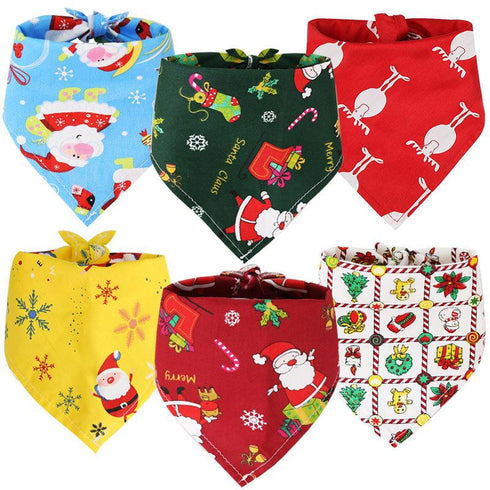Small, medium and large dog dog cat triangle saliva towel Christmas decorative scarf
